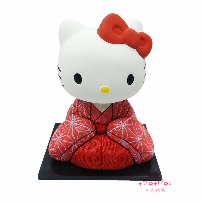 日本代购 Hello Kitty凯蒂猫 传统和花纹和服人偶公仔手办摆件