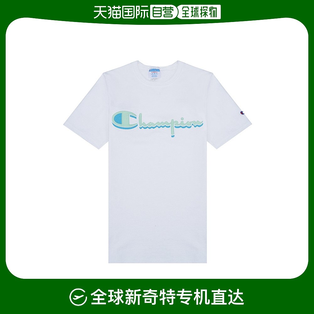 CHAMPION冠军新款男士草写logo纯色圆领休闲短袖T恤