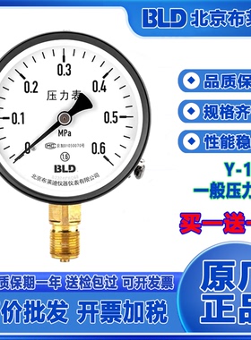 北京布莱迪压力表Y100 一般压表1.6MPA M20X1.5 高压 真空 压力表