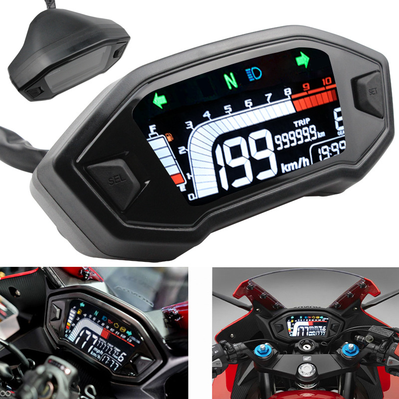 新款摩托车改装ATV液晶仪表 LCD时间仪表转速时速里程仪表
