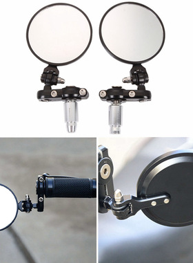 新品适用摩托车后视镜改装小圆镜可折叠通用手把镜倒车辅助反光镜