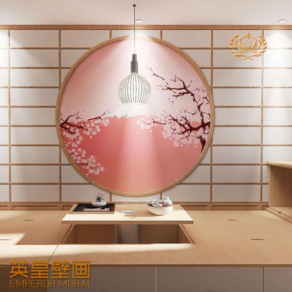 日式格子木门壁纸粉色樱花3D背景墙布料理店美甲店剧本杀主题墙纸