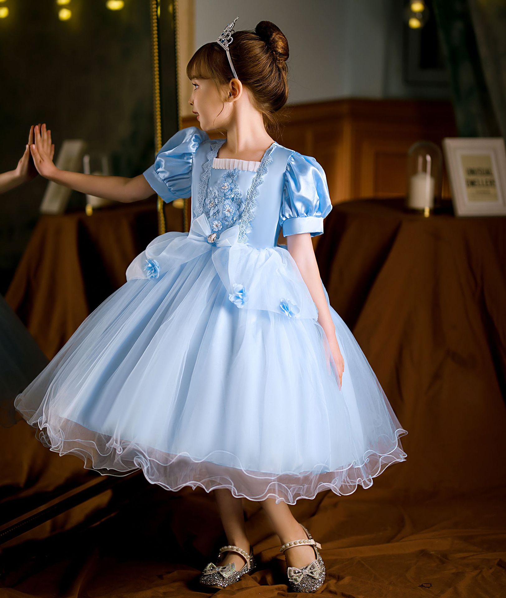 女童迪士尼连衣裙苏菲亚公主裙儿童夏季高端礼服裙显瘦演出服六一