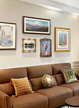 法式轻奢客厅挂画沙发背景墙装饰画小众复古墙画美式风景高级感