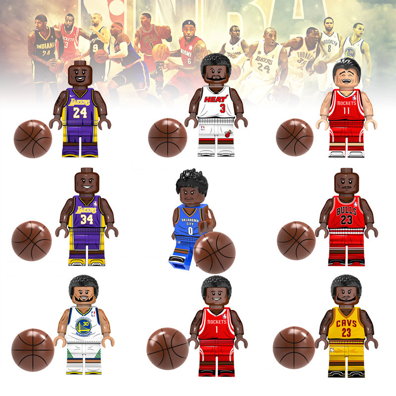 第三方NBA球星篮球詹姆斯库里科比乔丹哈登阿杜拼装人仔积木玩具