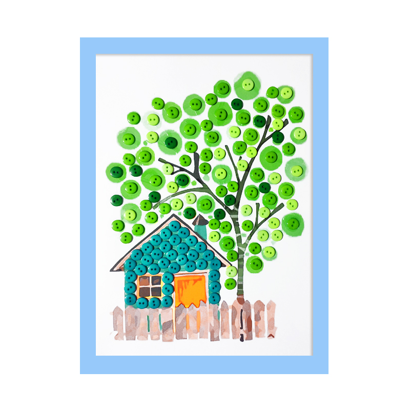 儿童画房子和大树