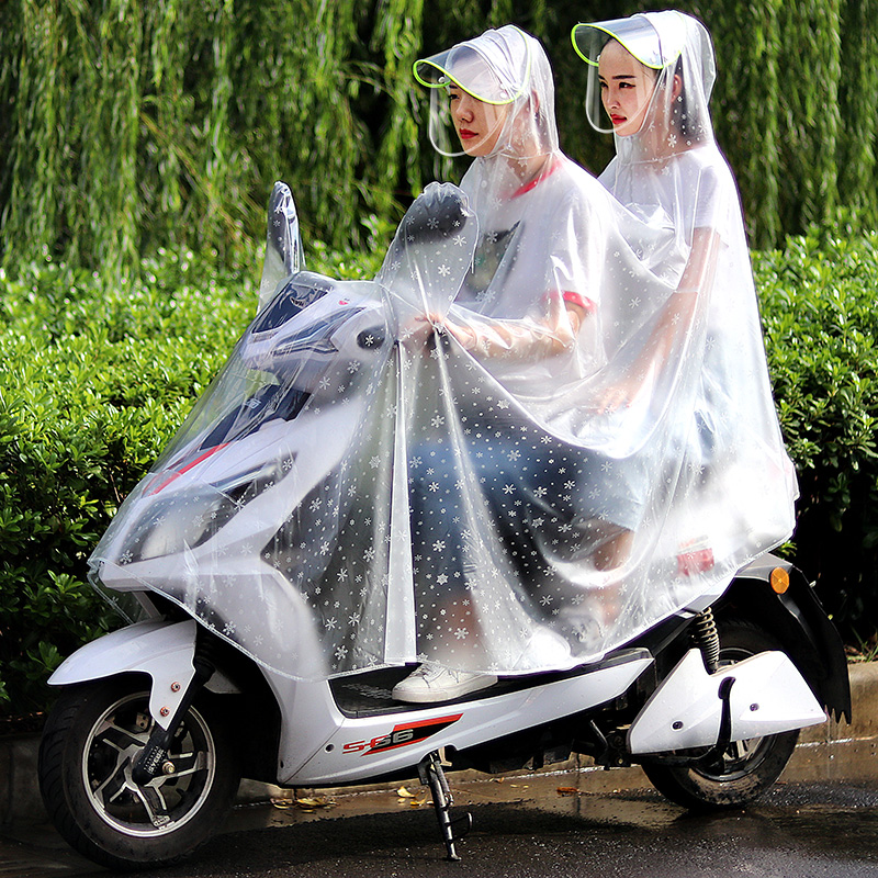 电动车雨衣透明加厚加q大摩托自行车男女成人双人单人母子防水雨