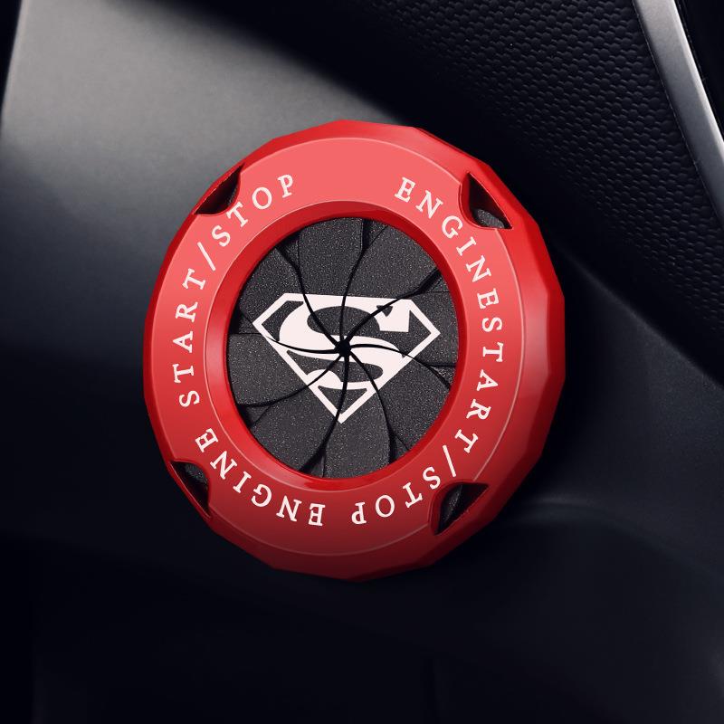 汽车改装超人一键启动按钮点火开关旋转保护盖摩托车启动圈装饰贴