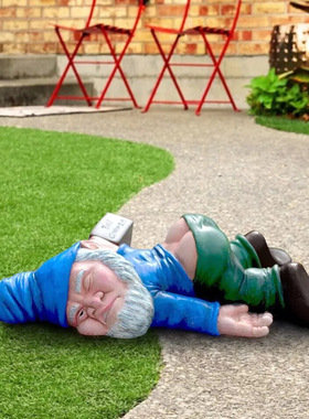 创意搞笑醉酒侏儒小矮人雕像户外庭院树脂工艺品园林装饰花园摆件