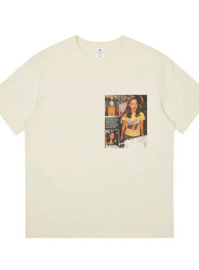 波特曼80、90年代复古可爱美人日常流行夏日圆领短袖纯棉T恤衫