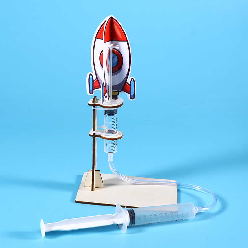 科学小制作物理实验空气动力教具DIY注射器液压火箭发射器模型