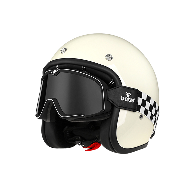 DOT复古摩托车头盔男女哈雷半盔机车安全帽3/4盔风镜骑行3C认证