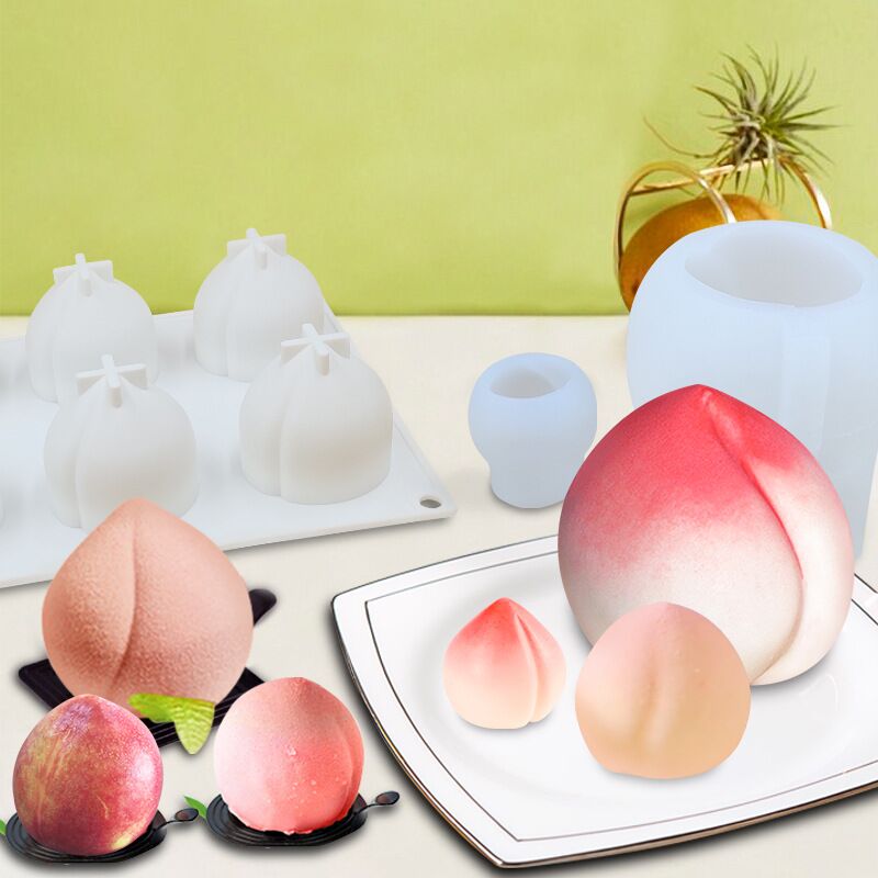 桃子模具单个立体仿真水果雪糕冰淇淋食品级硅胶烘焙磨具法式甜点