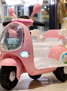 2024年新款高颜值女童电动摩托车可坐人儿童遥控玩具车女宝宝童车
