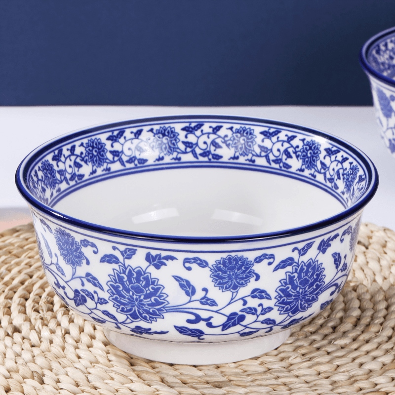 2个装7英寸青花瓷陶瓷面碗中式家用加厚汤碗金龙碗兰州拉面碗