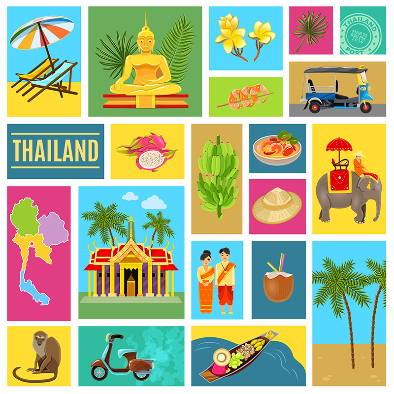 625泰国曼谷旅游旅行城市皇宫大象佛像寺庙宫殿AI矢量设计素材
