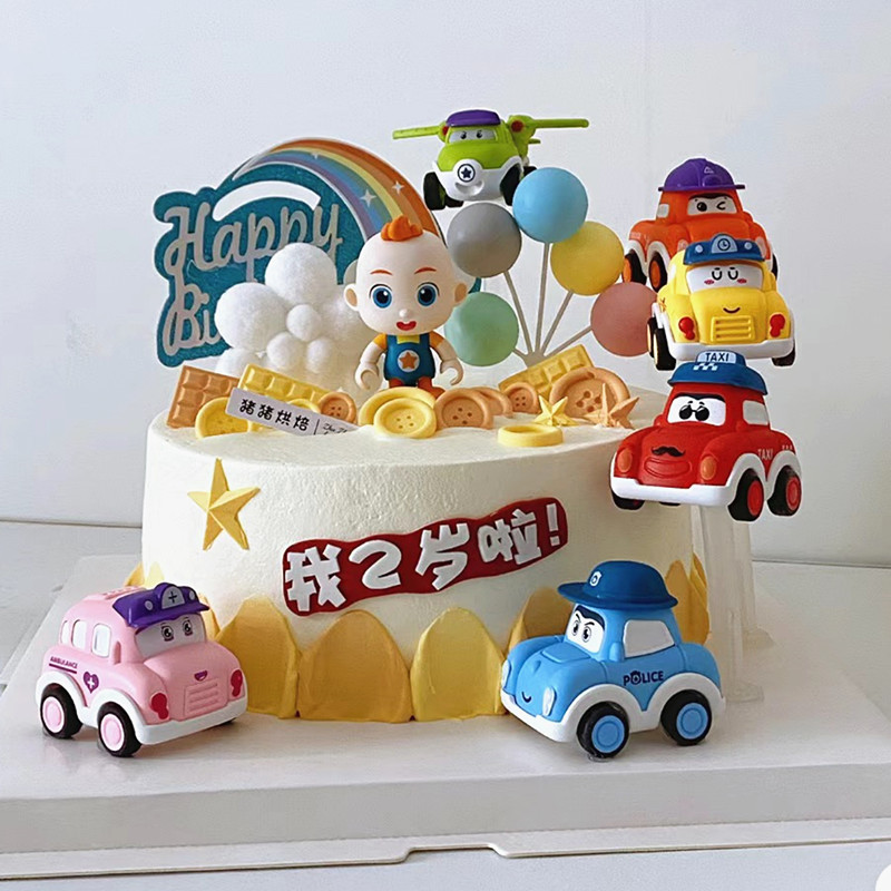 包邮新款超级宝贝JOJO蛋糕装饰摆件汽车总动员蛋糕摆件男孩周岁甜