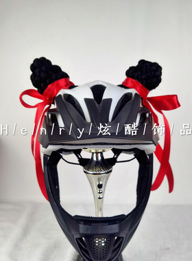 儿童平衡车轮滑雪成人摩托车电动头盔装饰品哪吒头饰造型