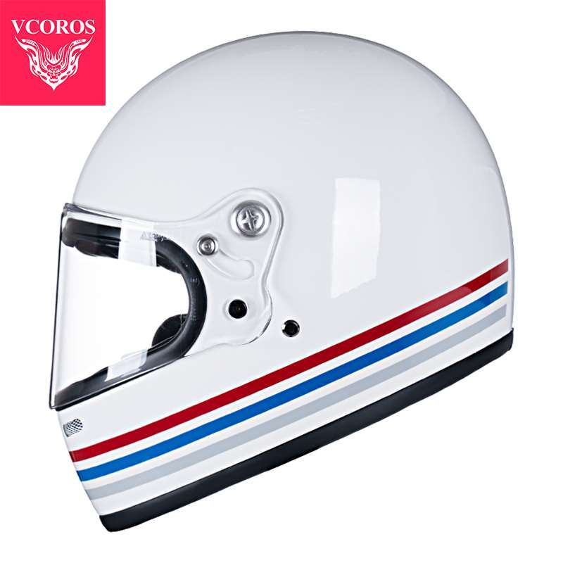 正品意大利VCOROS摩托车头盔男复古哈雷机车全盔玻璃钢材质个性头
