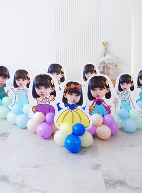 公主生日kt板定制宝宝头像立牌儿童百日场景装饰气球女孩周岁布置