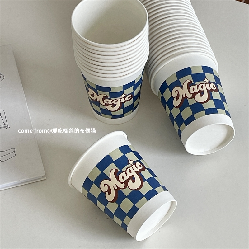 家用待客一次性水杯可爱纸杯早餐牛奶咖啡杯创意美式原创卡通杯子