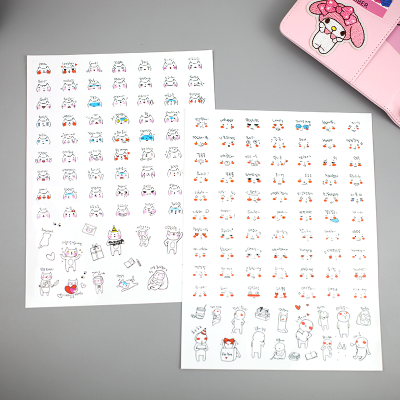 表情贴纸韩国可爱简笔画人物透明PVC手账防水贴画手帐装饰小图案