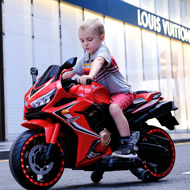 新款超大号新款儿童电动摩托车男女小孩可坐双人摩托车两轮充电玩