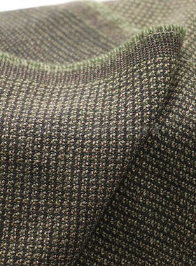 春秋意大利进口军绿色色织粗纺羊毛布料 纯毛西装套装小香风面料