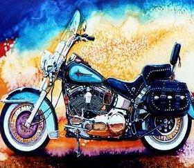 diy数字油画抽象风景静物填色绘油彩装饰画 帅气的摩托车