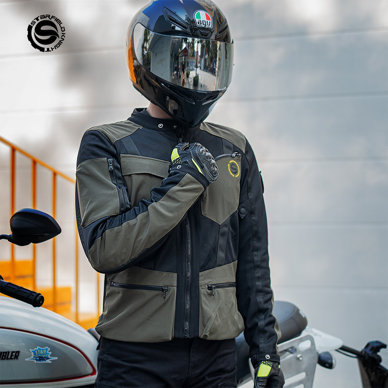 星空骑士摩托车骑行服夏季机车赛车拉力服套装男网眼透气防摔摩旅