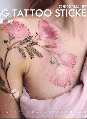 MG纹身贴/手绘TATTOO/粉色素雅唯美女性花朵肩部性感纹身贴纸