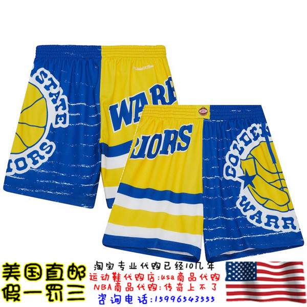 美国代购直邮 金州勇士队 Mitchell Ness Jumbotron 3.0 运动球裤