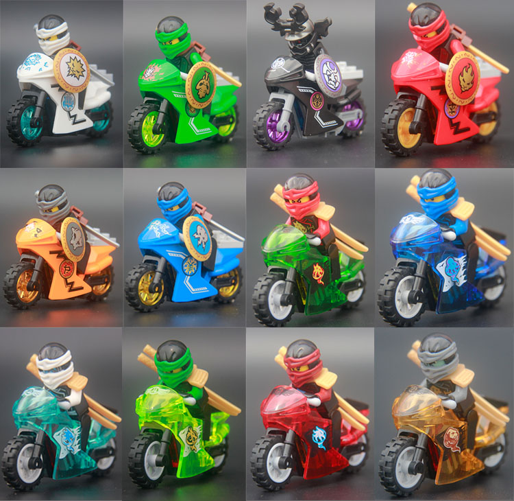 单个人仔幻影忍者系列旋风摩托车黄金绿色拼装积木儿童玩具