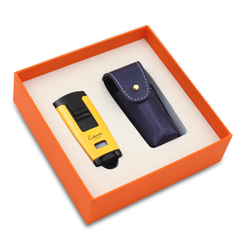 鲁宾斯基单火苗雪茄烟专用打火机带礼盒套装强劲直冲充气创意机套