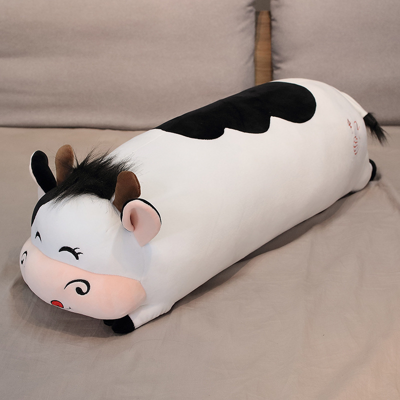 长条大抱枕毯奶牛靠m垫抱着睡觉侧大夹腿睡抱枕造型表情可爱又趣l