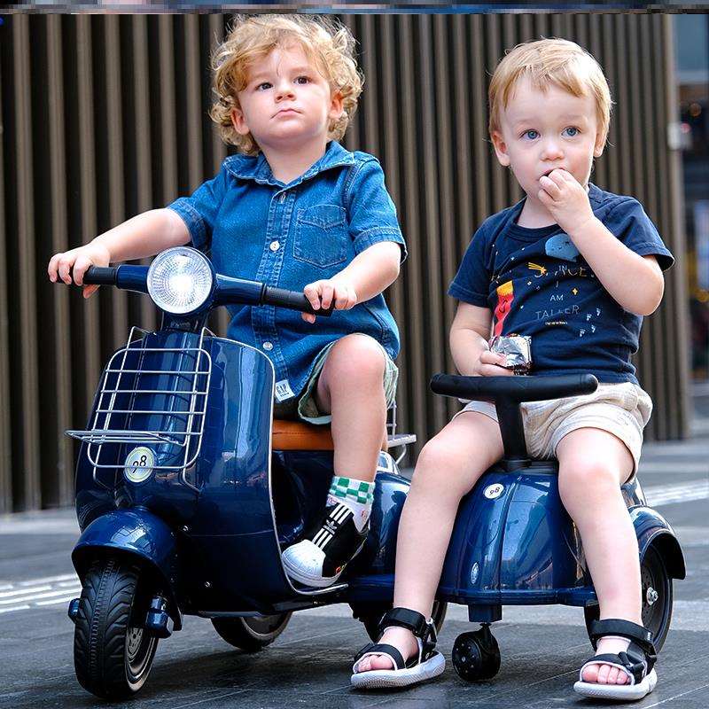 八嘎车儿童电动摩托车边三轮男女宝宝玩具车可坐人三轮车遥控车