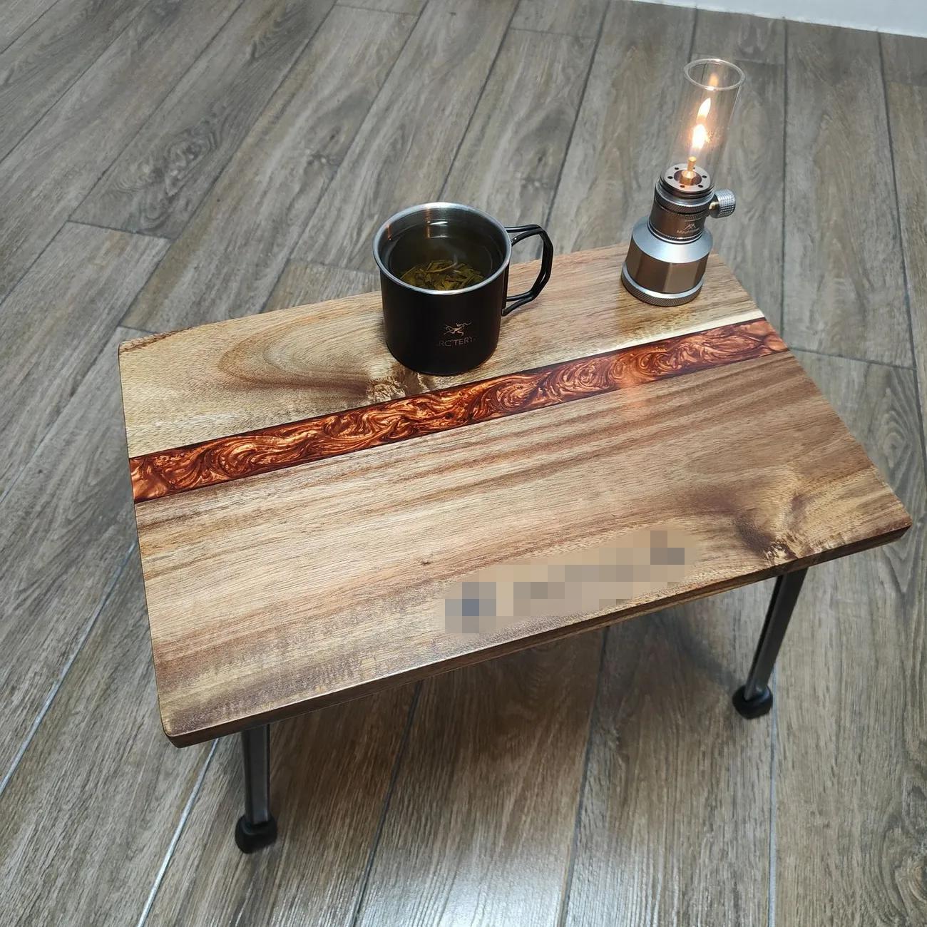 出口日本可折叠桌子河流桌稳固原木风桌边桌户外便携小桌子