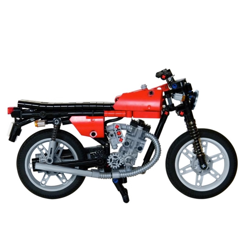 MOC积木摩托车适用乐高拼装机械科技系列0123本田CG125积木玩具