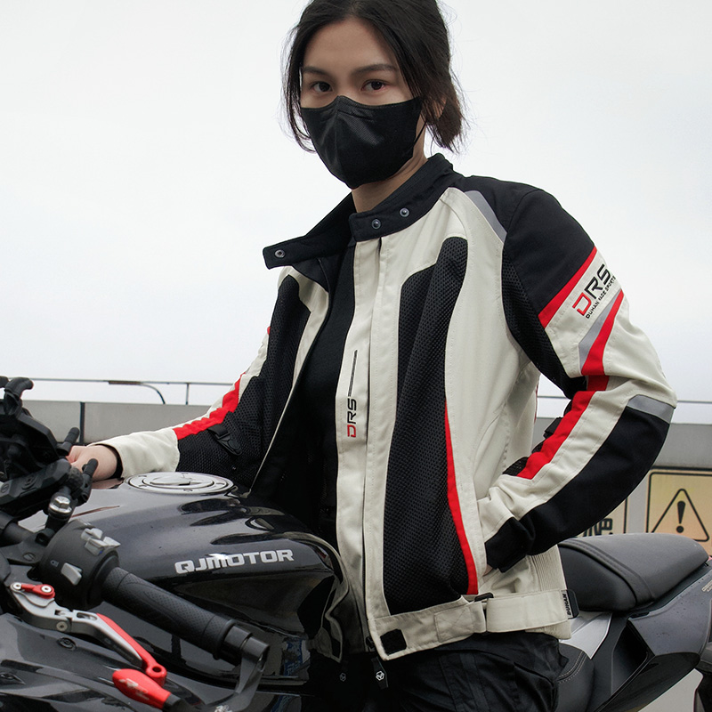杜汉夏季摩托车骑行服男女防摔透气网眼机车骑士服情侣修身夹克