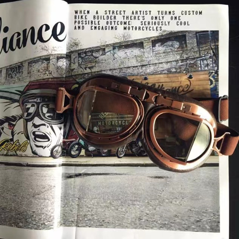 Cafe复古做旧户外英伦头盔风镜护目镜机车太阳镜二战电影拍摄道具