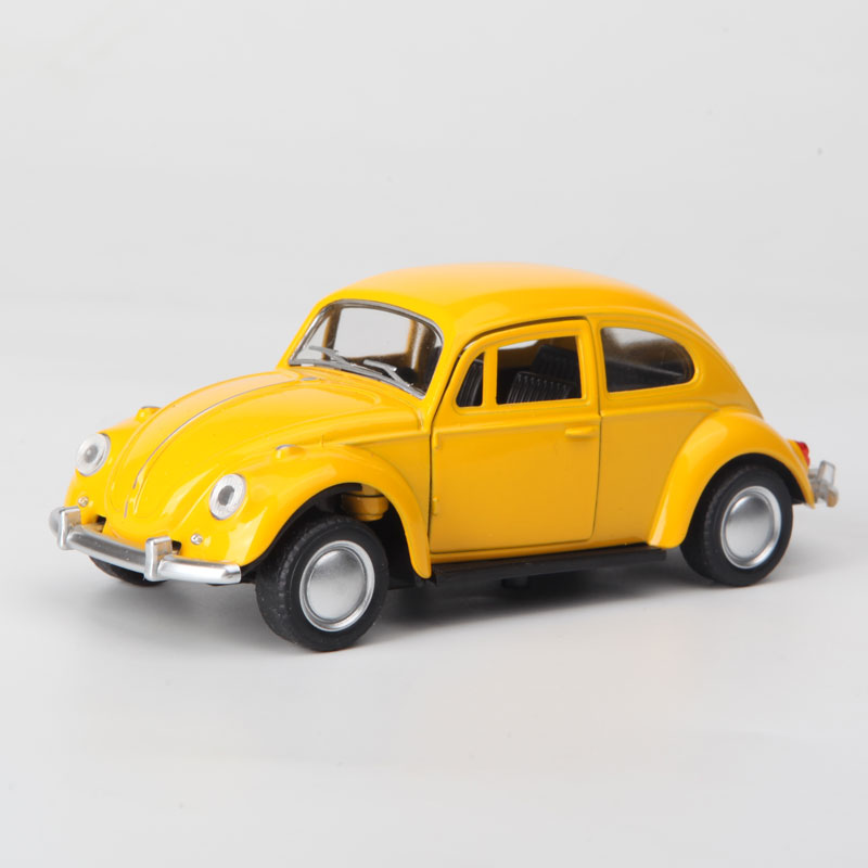 原厂 1/32 VW Beetle 大众甲壳虫 合金汽车模型 黄色 饰品 可开门