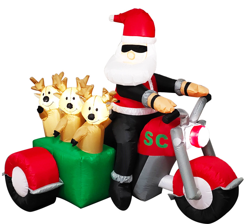 180CM高圣诞老人骑摩托车圣诞气氛装饰摆件户外庭院圣诞美陈道具