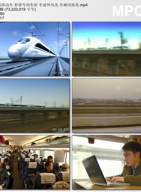 高铁动车和谐号列车组 车窗外风光 车厢内旅客 高清视频素材