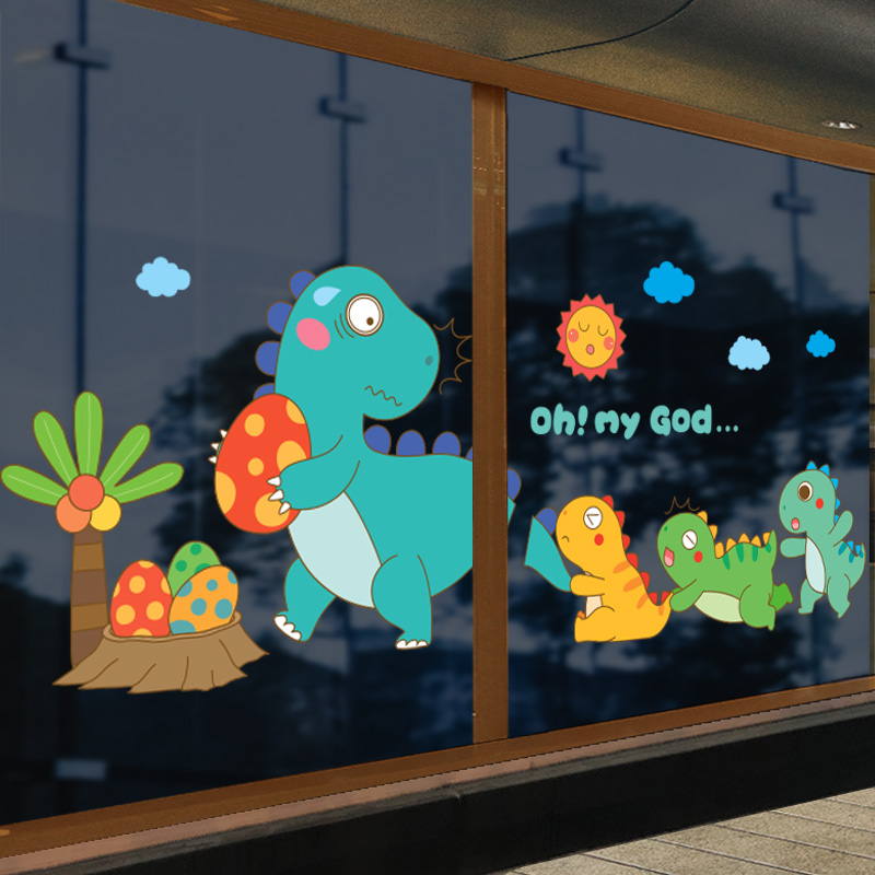 幼儿园窗户贴画卡通玻璃门贴纸自粘装饰品教室布置墙贴窗花贴窗贴