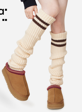 秋冬季撞色设计新年红袜套女加厚保暖护膝jk复古美式长筒过膝腿套