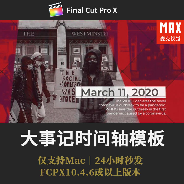  FCPX大事记时间轴插件新闻媒报道公司商业会议广告照片视频模板