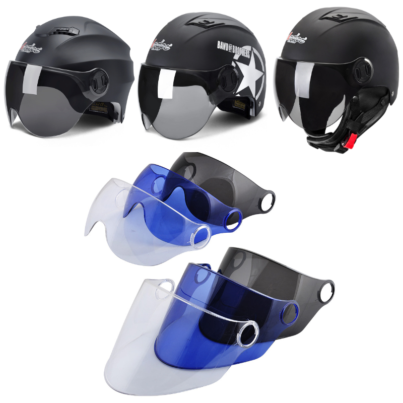 哈雷电动摩托车头盔镜片防雾夏季防晒通用透明挡风玻璃面罩