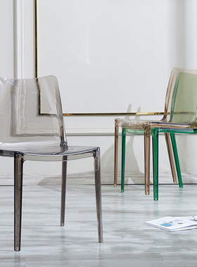 亚克力扶手餐椅家用设计师透明现代简约户外奶茶店洽谈水晶椅