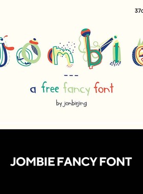 Jombie 商用可爱儿童卡通插画风格英文字体logo标识海报字体下载