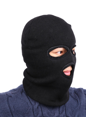 头套帽子男冬季骑行保暖头罩冬天防风防寒摩托车黑色全脸头盔面罩